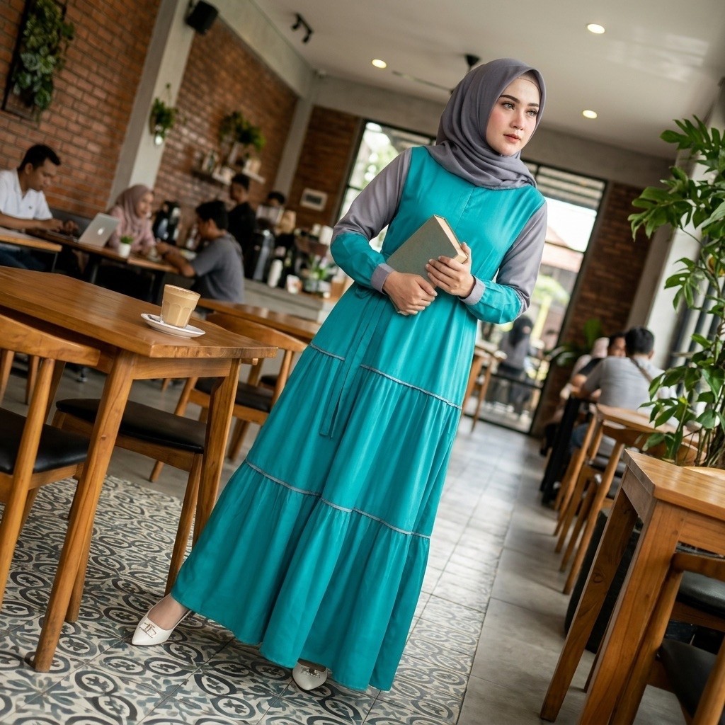Gamis lengan panjang Journey Katun toyobo// dress JP