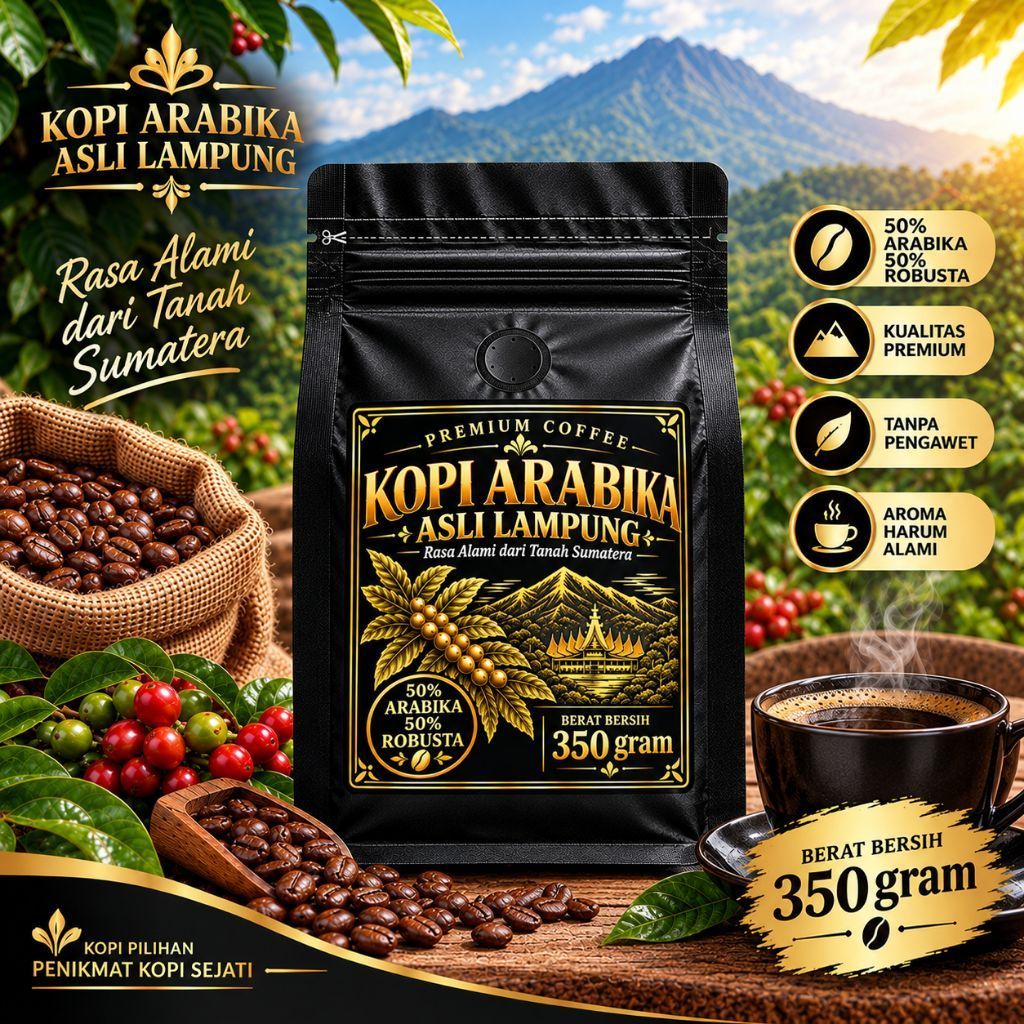 Kopi Arabika dan Robusta 350 gram Asli Lampung Tanpa Campuran Original