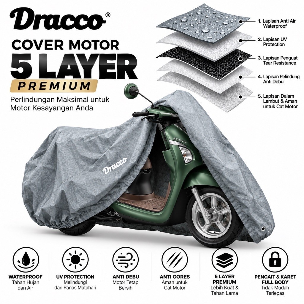 DRACCO Sarung motor SCOOPY waterproof 5 layer tebal premium cover motor aksesoris motor SCOOPY