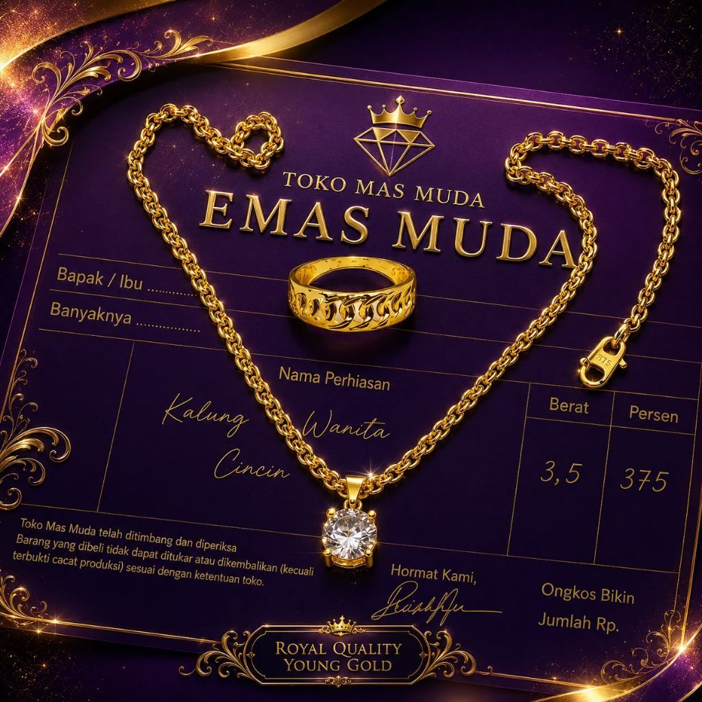 kalung wanita emas muda free cincin rantai free surat toko