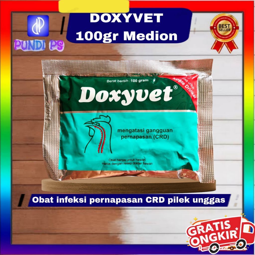DOXYVET 100Gram Medion Obat Ngorok CRD infeksi Pernapasan Ayam Unggas 100 gram