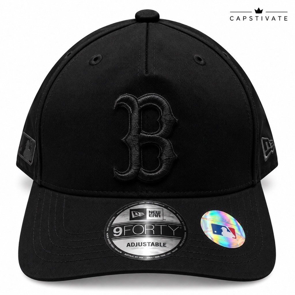 Cpstvt25 - Topi Baseball BOSTON Cap New Era 9FORTY Adjustable hitam dengan bordir B MLB