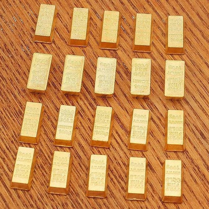 Toys- 100Pcs Emas Antam Palsu Miniatur Emas Antam Replika  Fake Gold Bar Batangan Mainan Pirate