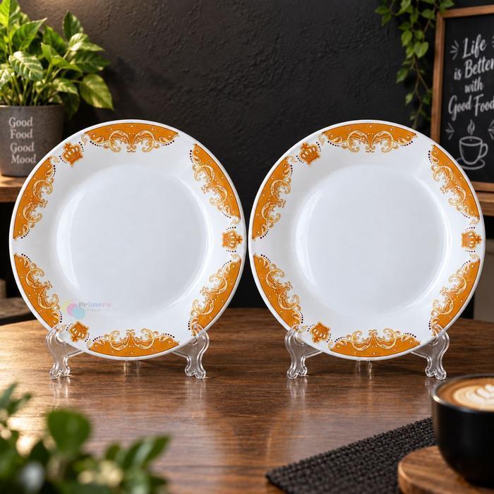 PIRING MAKAN KERAMIK BESAR 10 INCH CEPER 1/2 LUSIN MAHKOTA GOLD AESTHETIC PACKING KAYU ORIGINAL DAN 