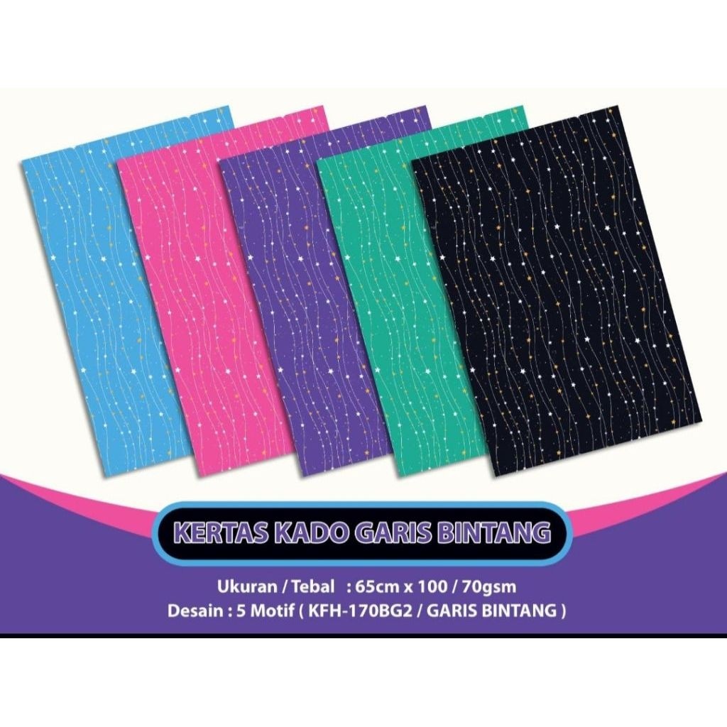 •mix motif• Kertas Kado Garis Bintang / 5 Lembar / Kertas Kado Ultah / Kertas Kado HVS