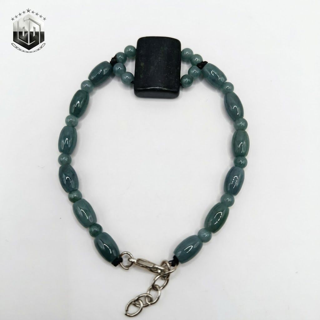 Gelang Batu Giok Burma Type A Kombinasi Batu Black Jade