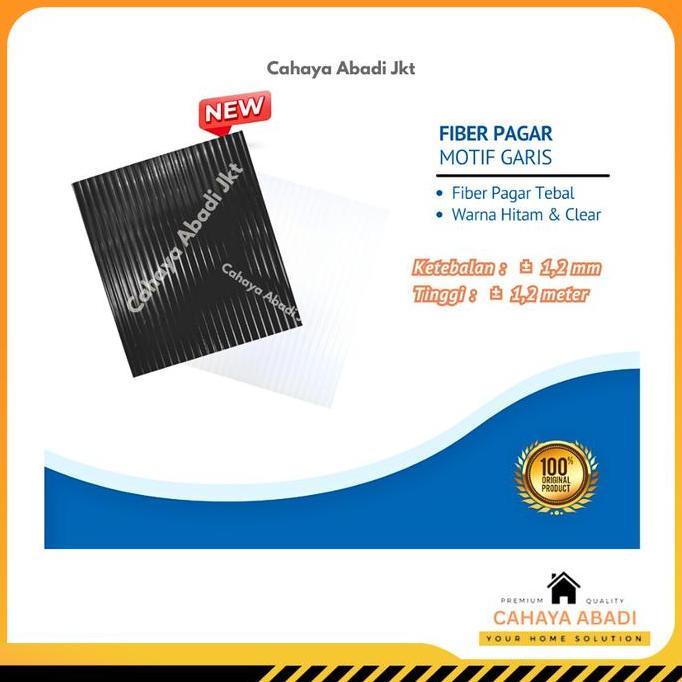 FIBER GLASS PAGAR HITAM GARIS LEBAR 120 CM tebal 1.2mm Hitam Putih | Fiber Glass Pagar Rumah Anti Ka