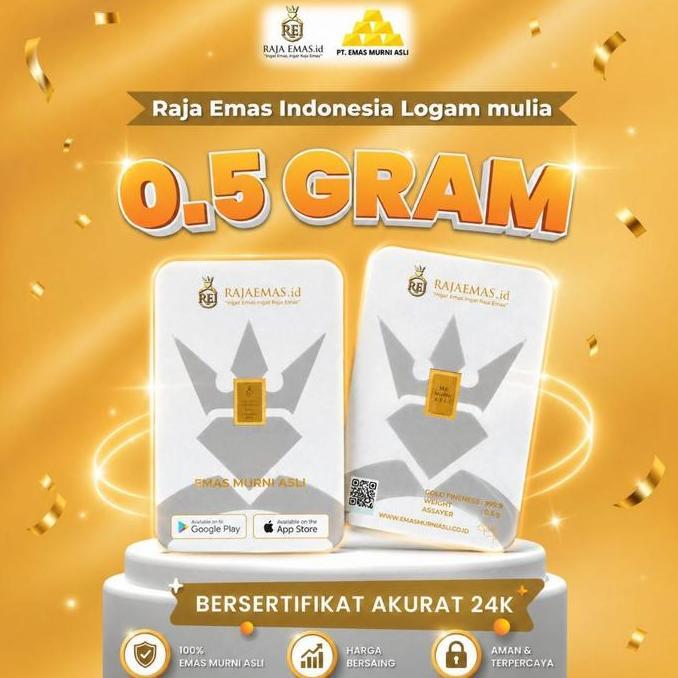 Terlaris Raja Emas Indonesia Logam Mulia 0,5 Gram Emas Batangan 24K Bersertifikat