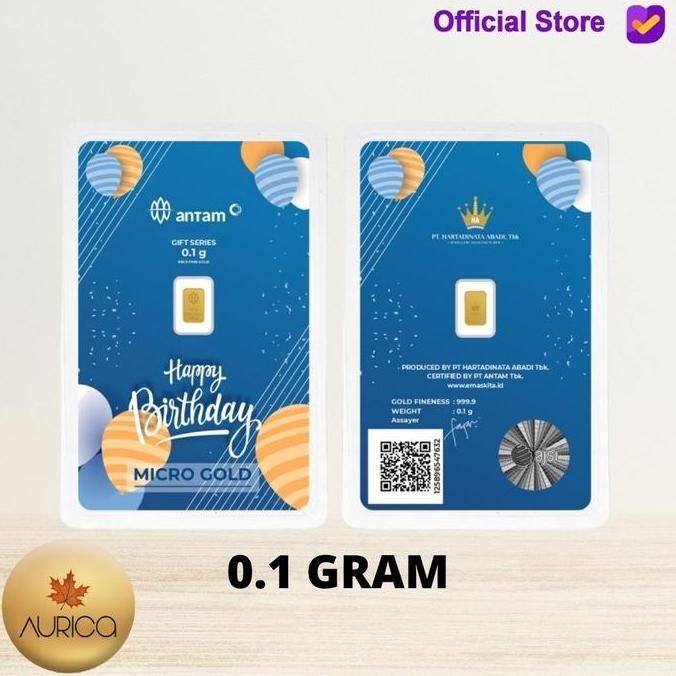 Terlaris Logam Mulia Micro Gold Antam Hartadinata 0.1 Gram 0.1Gr Birthday Blue