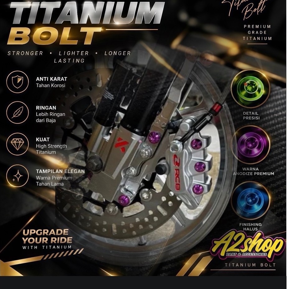BAUT TITANIUM KALIPER RCB HARGA 3 BAUT