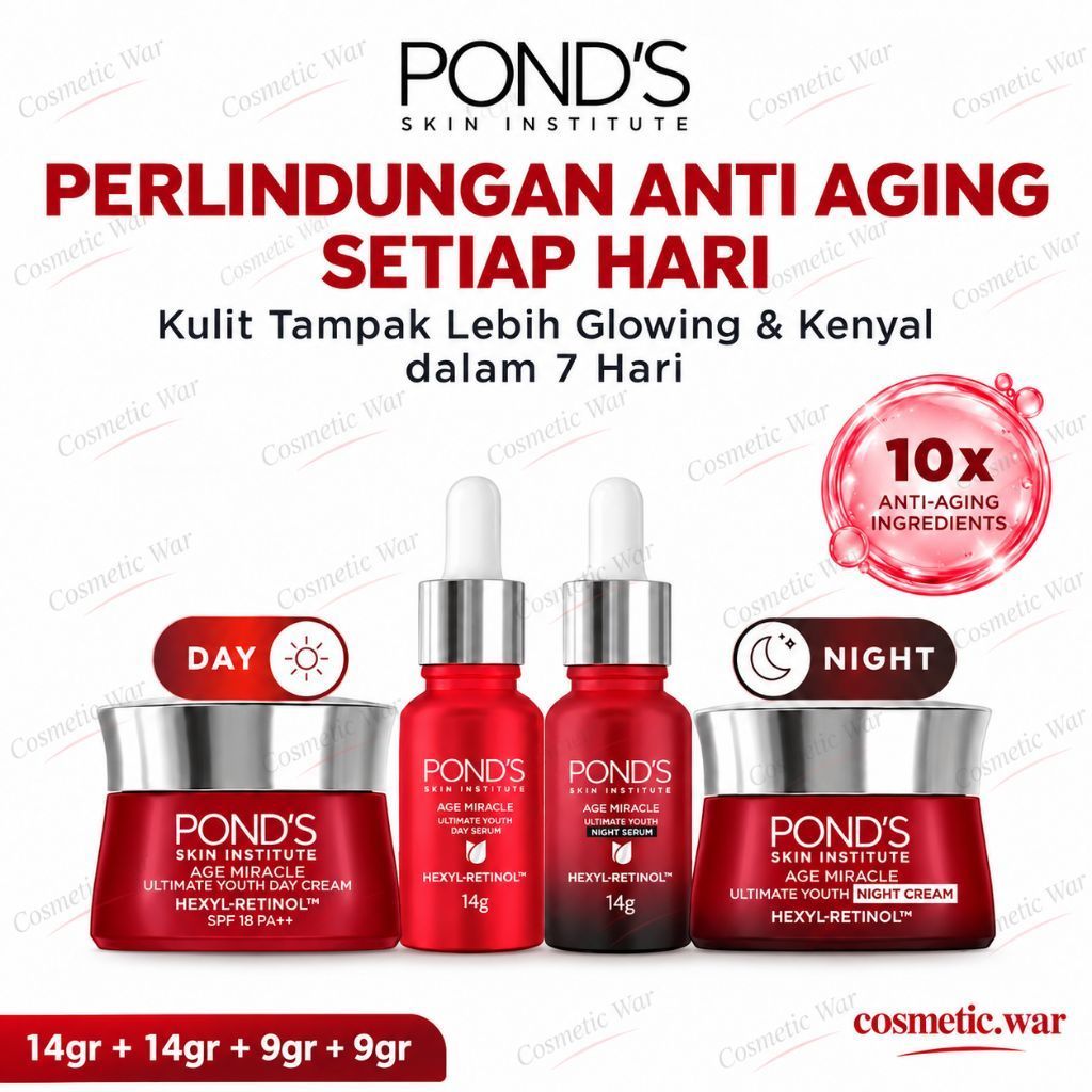 ponds age miracle Travel pack cream & serum siang malam - skincare antiaging