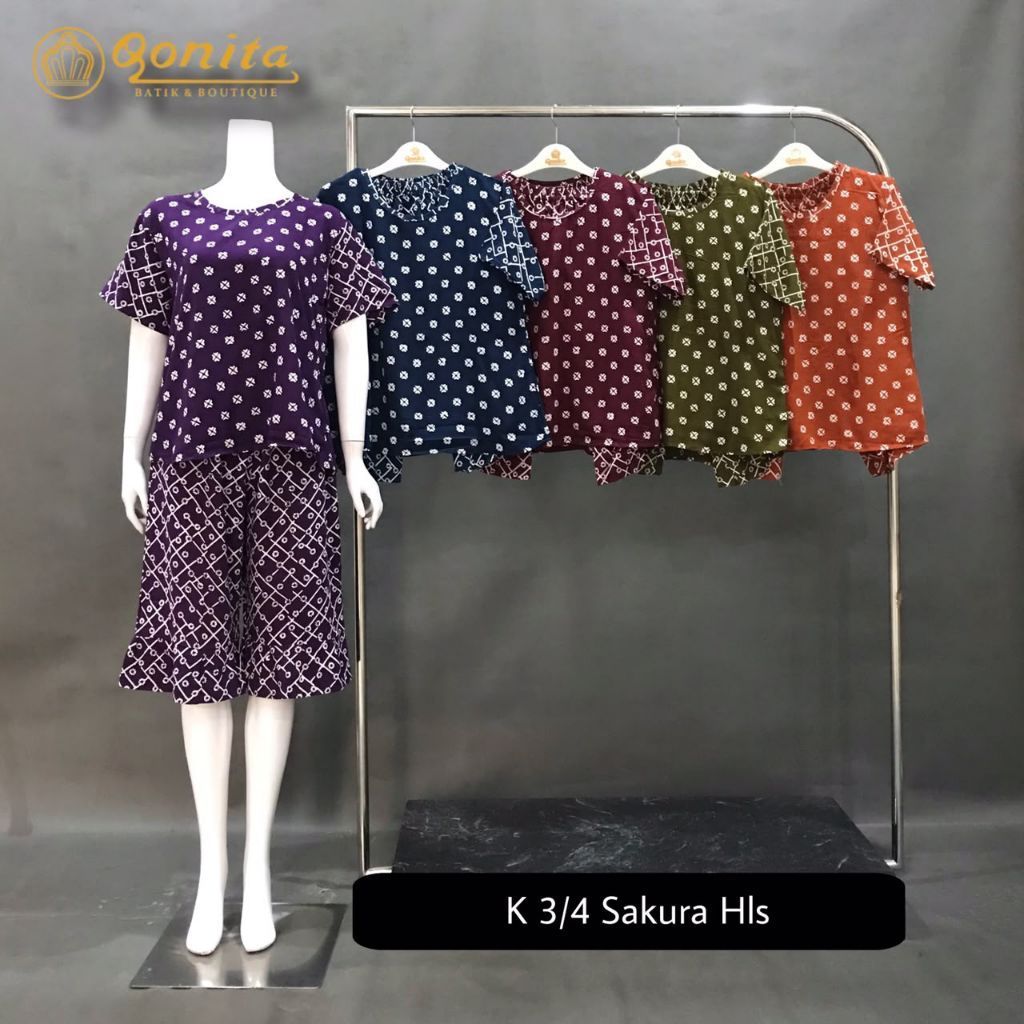 One set / setelan kulot 3/4 sakura  hls Qonita batik