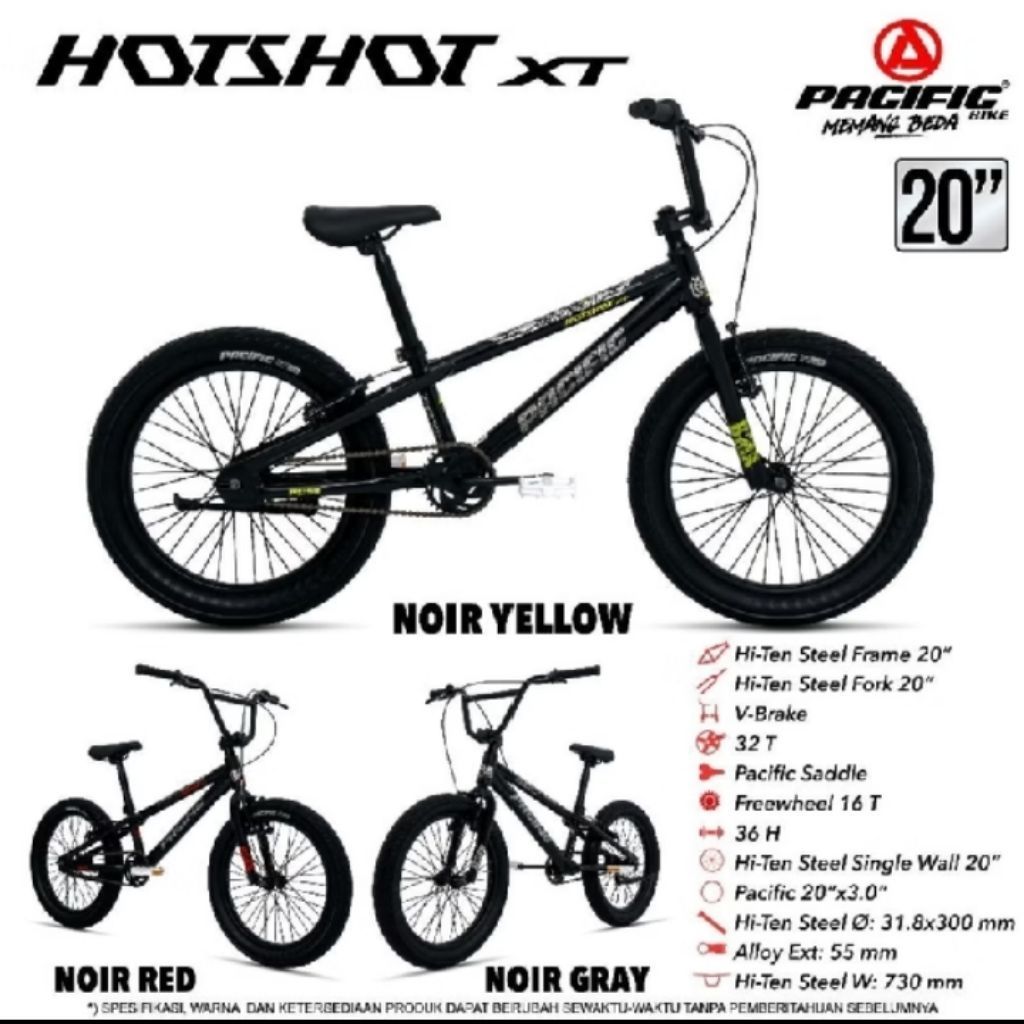 Sepeda anak BMX Pacific 20 inch hotshot XT ban 3,0