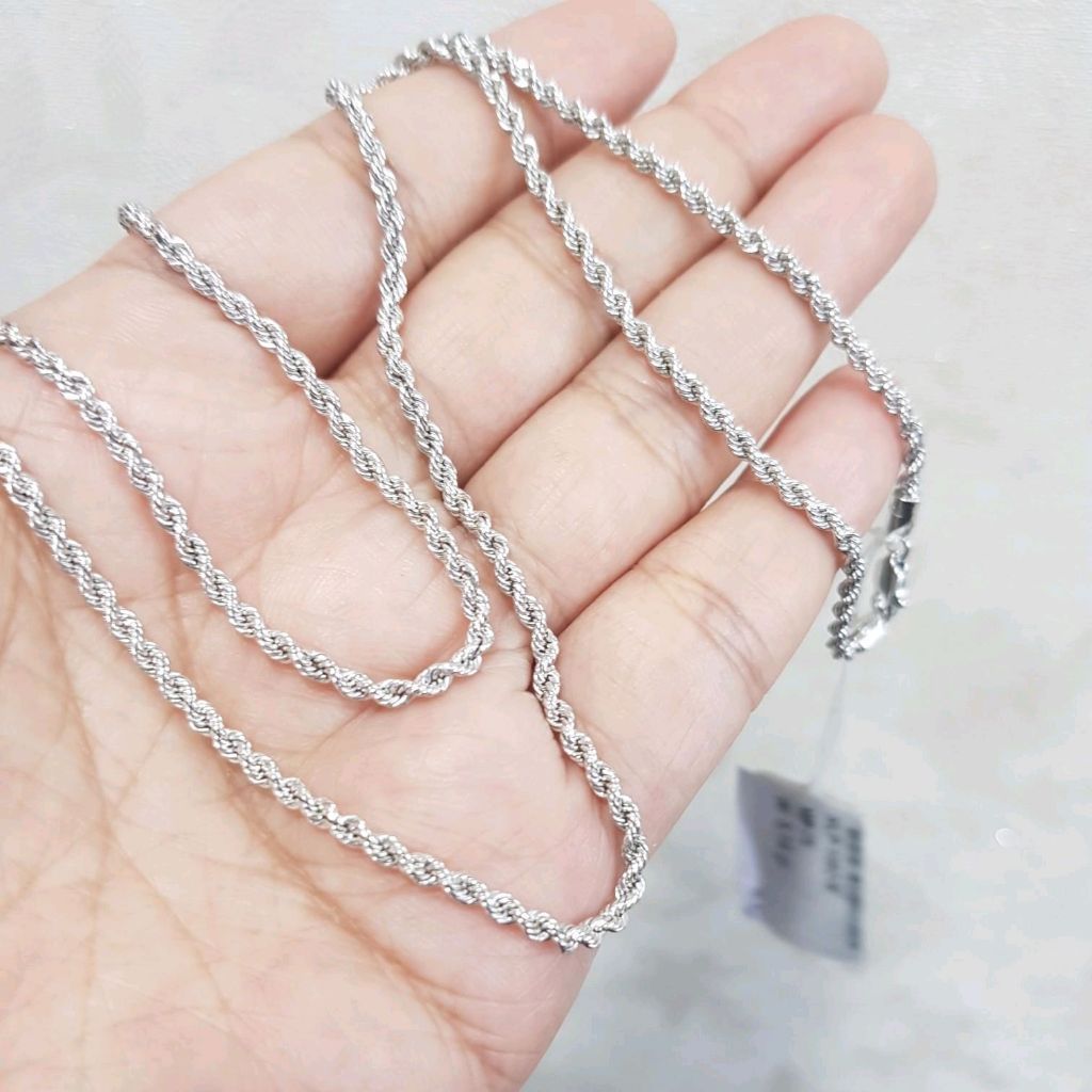 KALUNG EMAS PUTIH PANJANG ASLI TAMBANG 75%