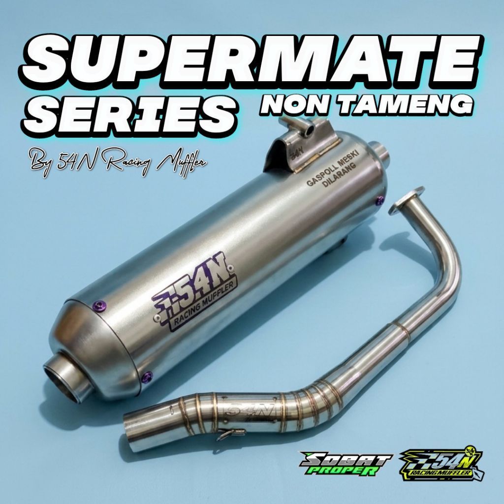 KNALPOT 54N RACING MUFFLER SUPERMATE SERIES NON TAMENG VARIO, BEAT, AEROX NEW NMAX NEW