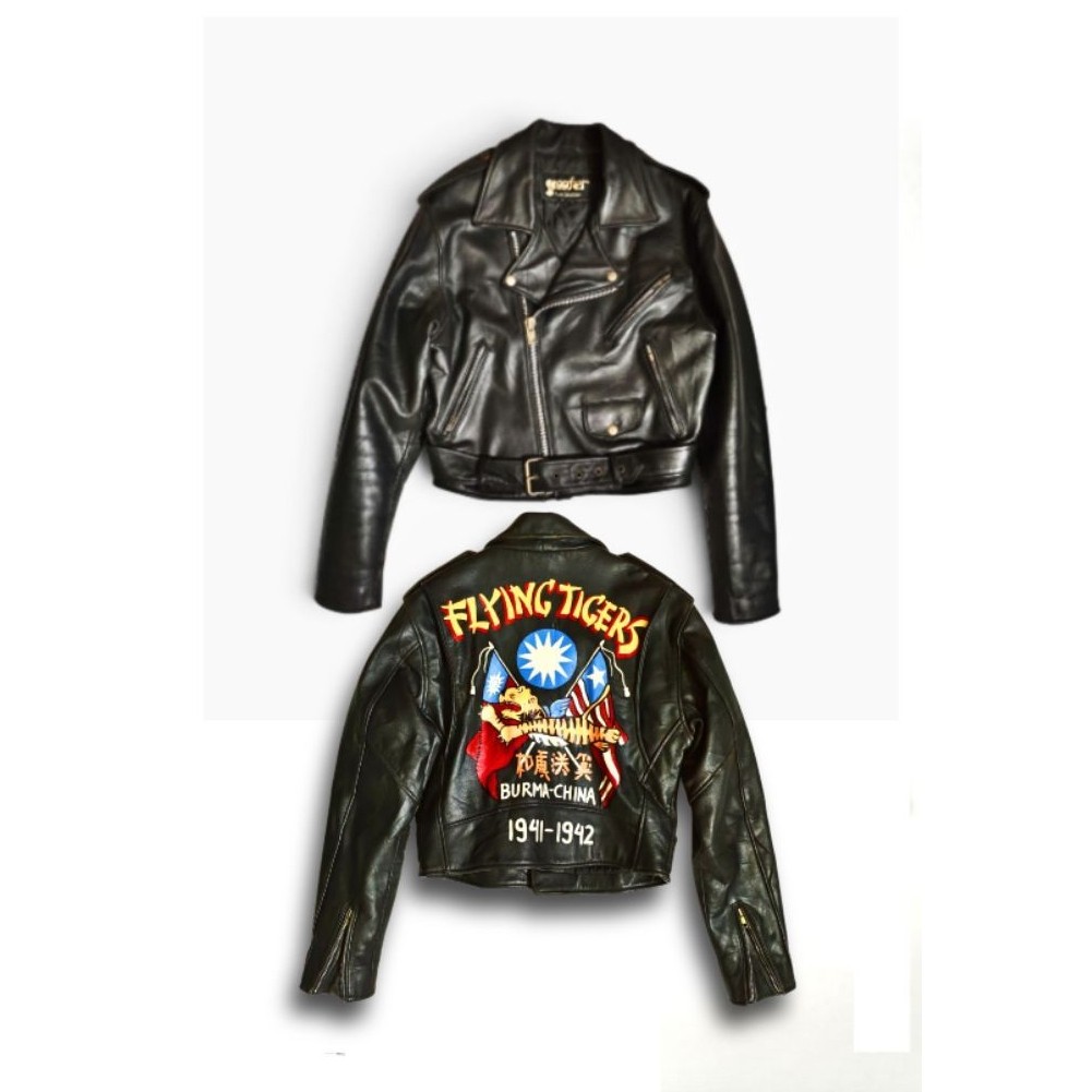 Vintage SCOOTER Fine Leather Flying Tigers Custom Back Painting Biker Jacket X Lewis Leathers Aviaki