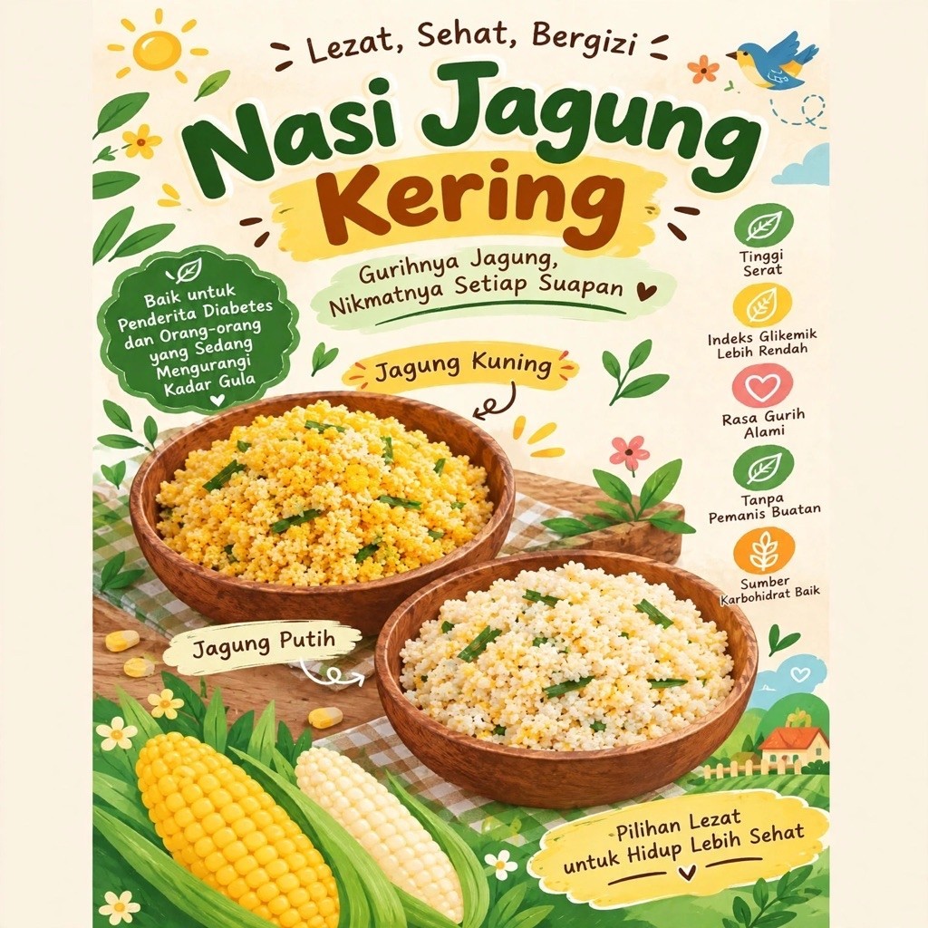 Nasi Jagung Kering Jagung Kuning Jagung Putih Lezat Sehat Bergizi