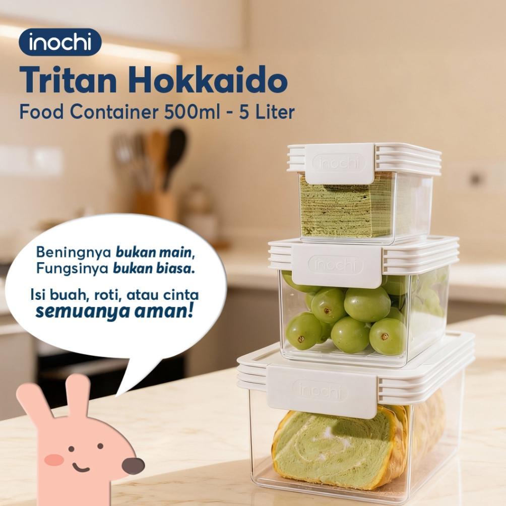 Food Container Kulkas Bening Kotak Penyimpanan Makanan Dengan Tirisan Kedap Tritan Premium - Inochi 