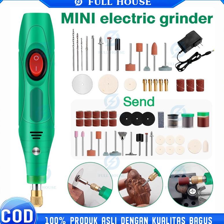 COD-Bor Mini 12V DC 15000 RPM Mini Drill Electric Engraver Grinder Gerinda Electrik Listrik bor geri