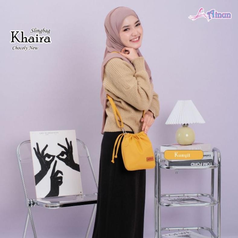 Bf888S Ummi Hijab - Tas Selempang Serut Khaira By Ainun Bahan Chocoly Waterproof Sth-6