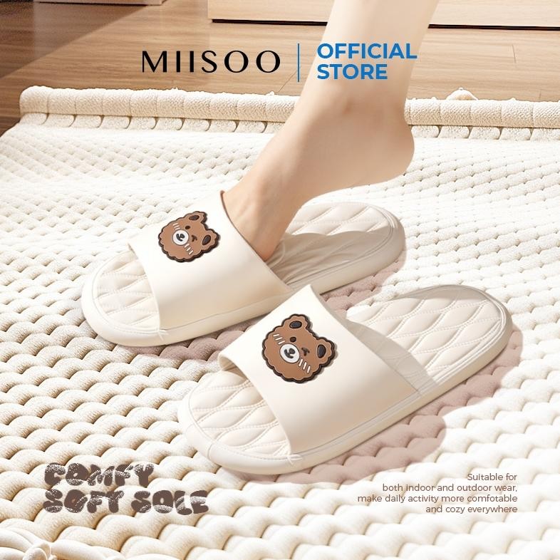 Hot Miisoo Sandal Beruang Sandal Slop Wanita Karet Motif Beruang Sandal Slip Karet Sandal Rumah-Live