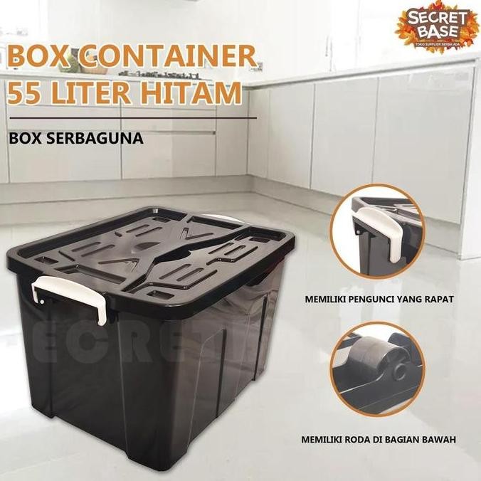 BOX CONTAINER 55 LITER + RODA - Kontainer Box Plastik / Container Box Besar