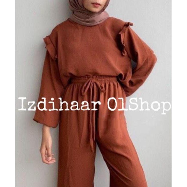 Dr162>> Ruby Set//Setelan Remaja Kulot Krinkle//Ootd Muslim Jilbab Kekinian// Setelan Terlaris// Set
