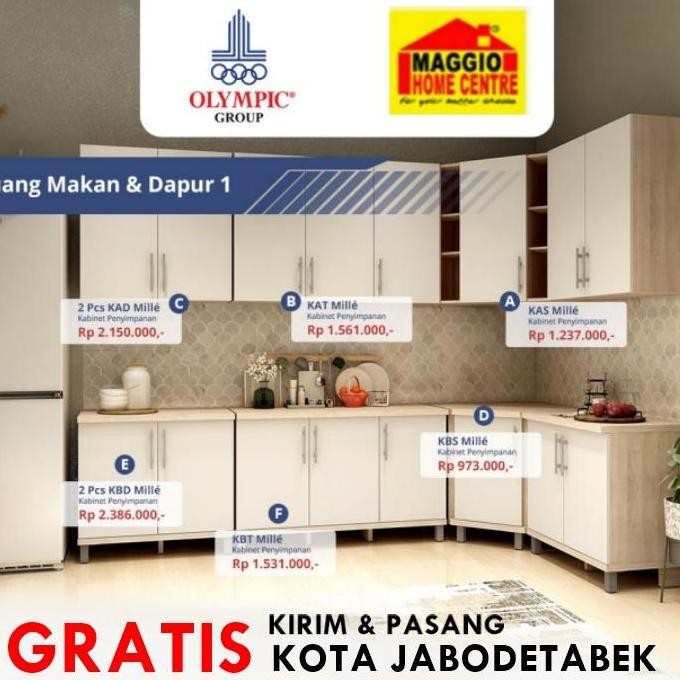 RAK PIRING MODERN - LEMARI PIRING GANTUNG - MILLE - OLYMPIC