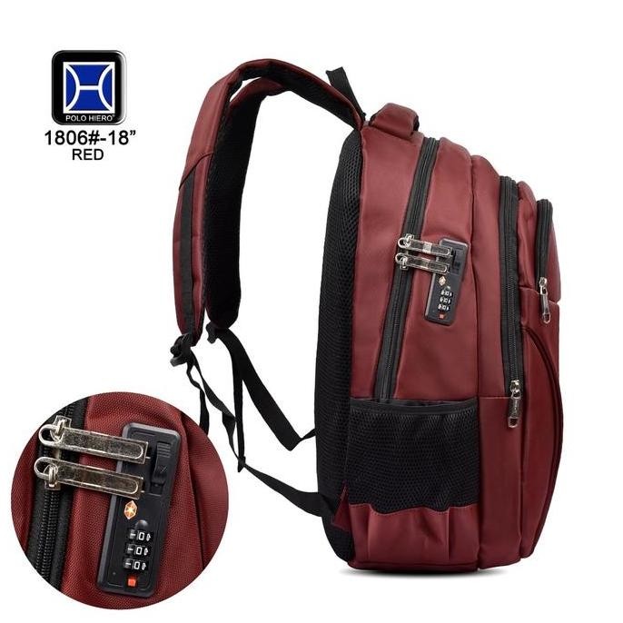 Tas Sekolah Polo Hiero 1806 Ransel Gembok Backpack Import Tas Pria Punggung (Free Rain Cover)