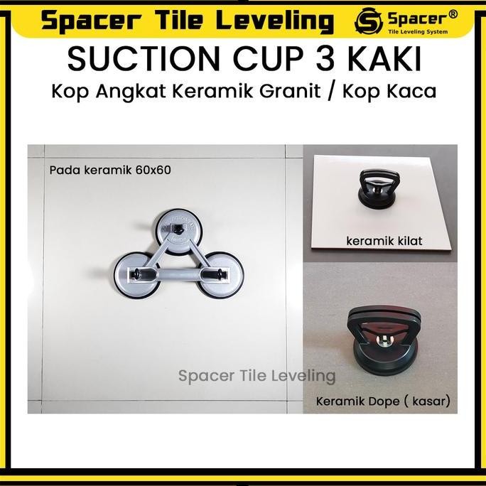 Suction Cup 3 Kaki Kop Alat Angkat Keramik Granit Kop Kaca Aluminium Kualitas Premium