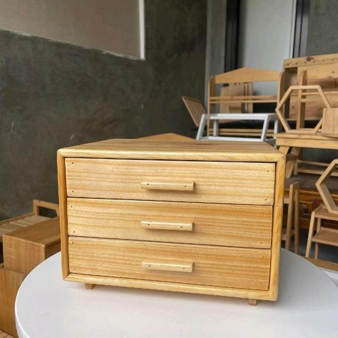 Laci 3 Susun/Laci Kayu/Laci Kosmetik