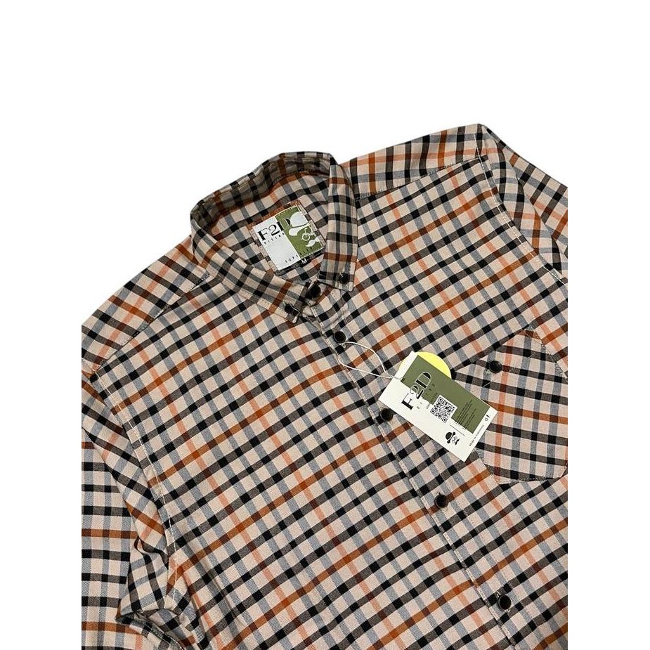 ready  Kemeja Flanel Pria Brand F2D Distro Lengan Panjang Motif Garis Kotak Slimfit 1019