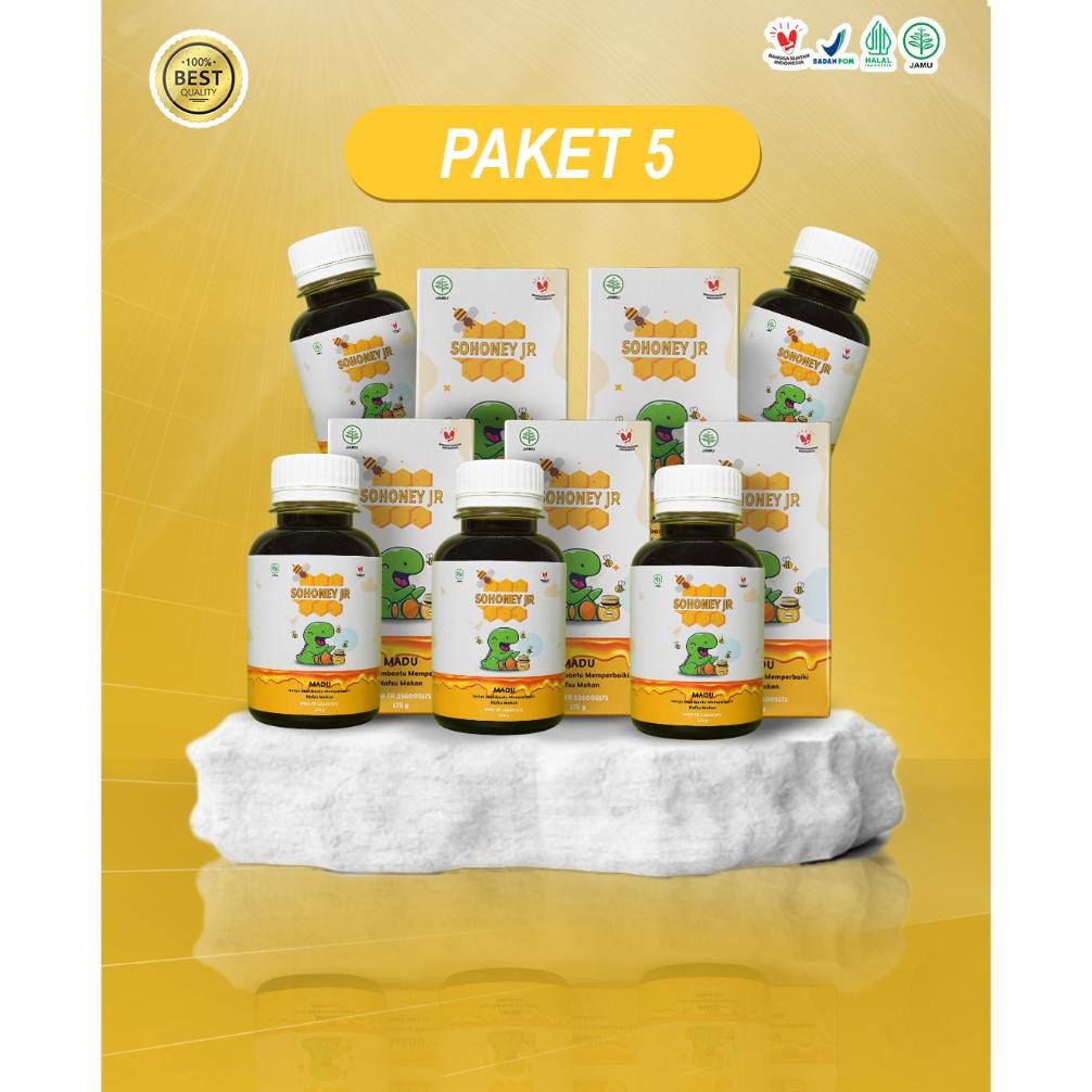 

(Terbaru) Sohoney Jr - Multivitamin Penambah Nafsu Makan Anak paket 5 Box - Madu (Terlaris)