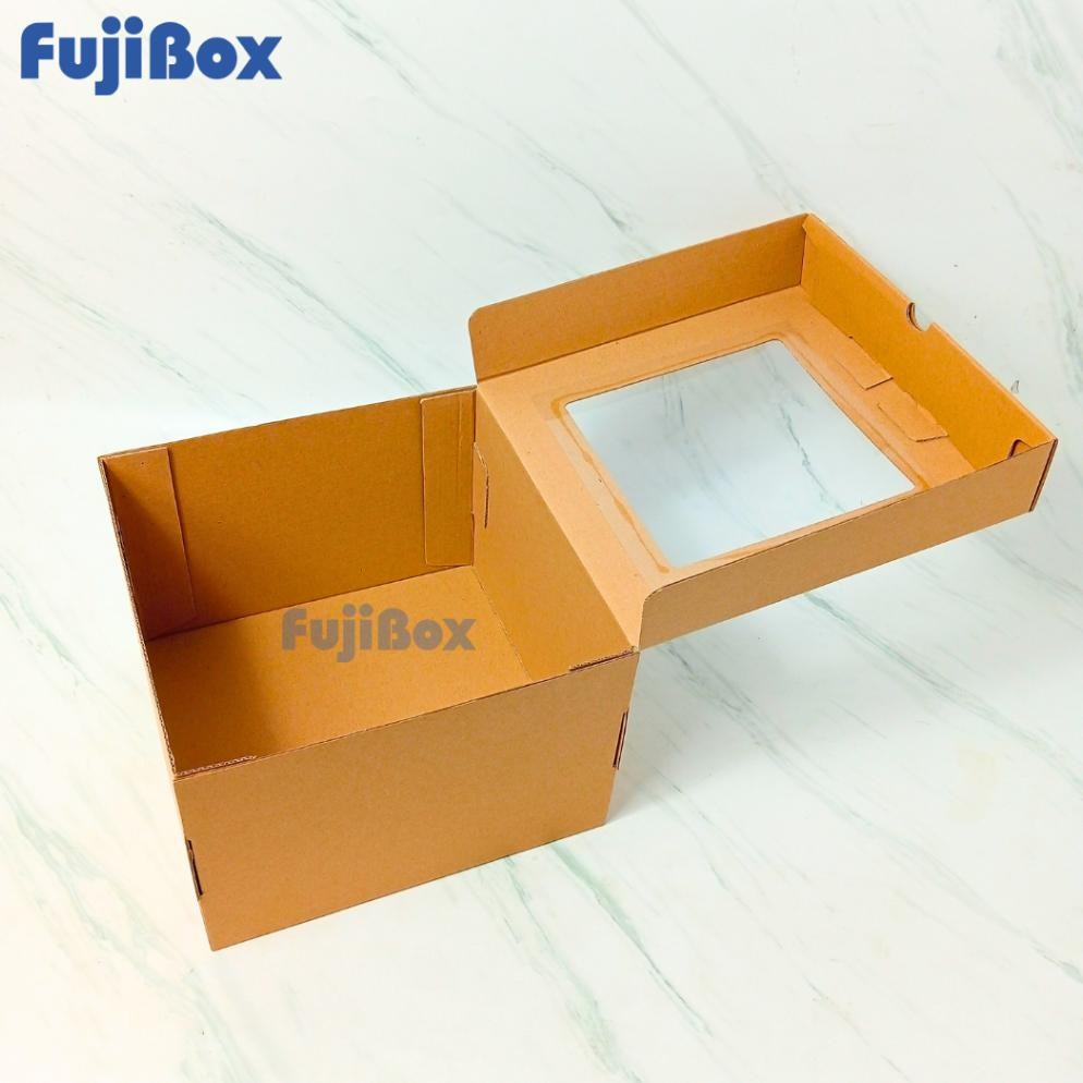 

Hot ( 10 Pcs ) E-Flute Kotak Puding Cake Kue Tart Bolu Chiffon Karton Corrugated Box 22 X 22 X 15 Cm My56