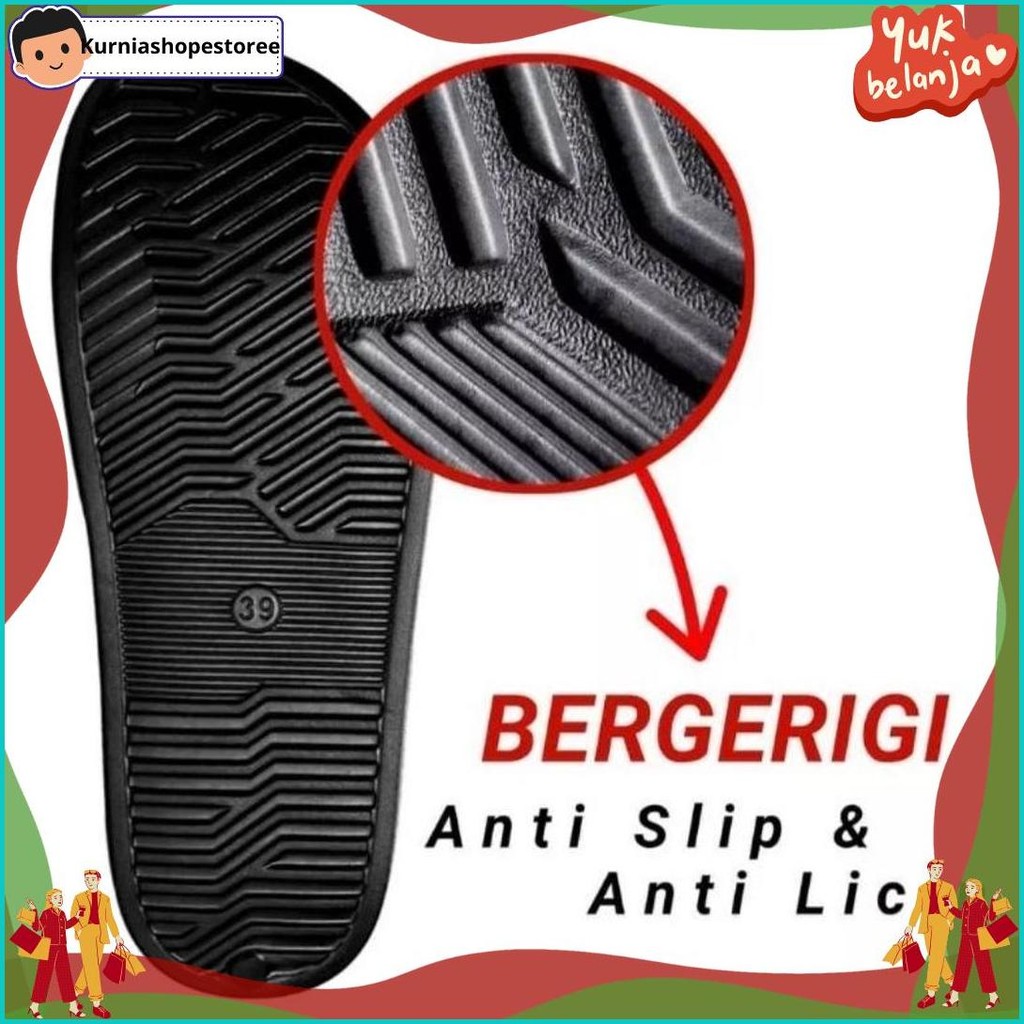 Sandal Slide Slop Hitam Polos / Sandal Slide Pria Wanita / Sandal Hitam Polos / Sandal Slop Pria Wan