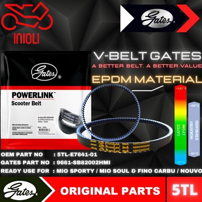 Termurah Van Belt Gates V Belt V-Belt Vbelt Gates Powerlink Mio Sporty Smile Mio Soul Carbu Fino Car
