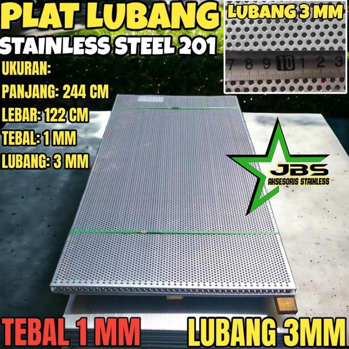Termantab] PLAT LUBANG 201 - 122CMX244CM - (1 MM) - LUBANG 3MM STAINLESS STEEL 201 - PLAT PERFORATED