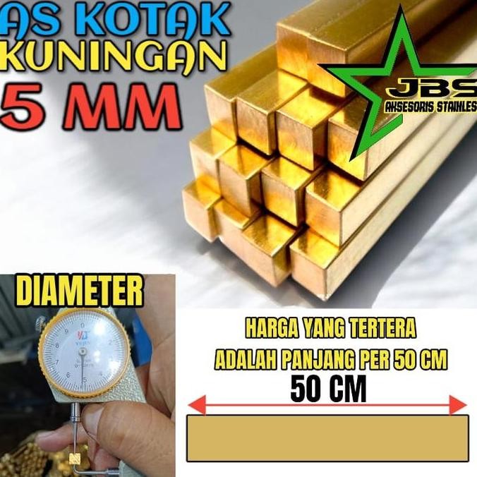 ;&;&;&;&] AS KOTAK KUNINGAN 5MMX5MMX50CM - INLAY KUNINGAN 5MM