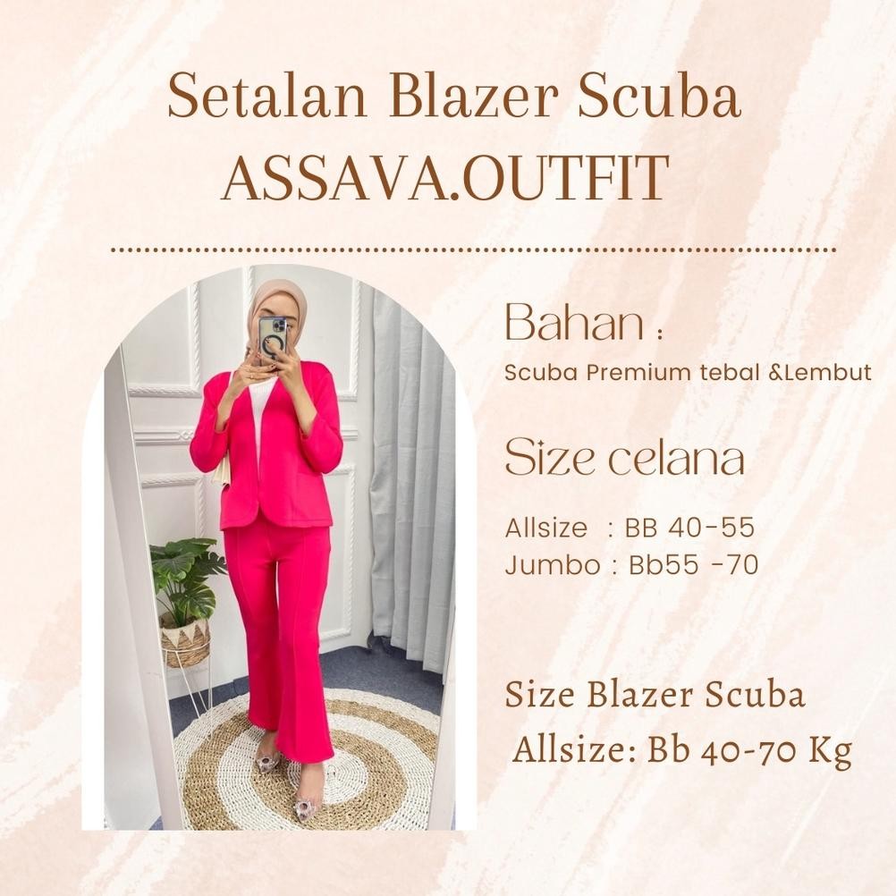 Ew64 Jy-6 One Set Blazer Scuba Premium - Setelan Cutbray - Setelan Kulot - Setelan Blazer Scuba Hema