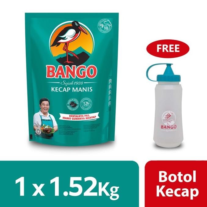 Bango Kecap Manis Pouch 1.5Kg Free Botol Kecap Bulat