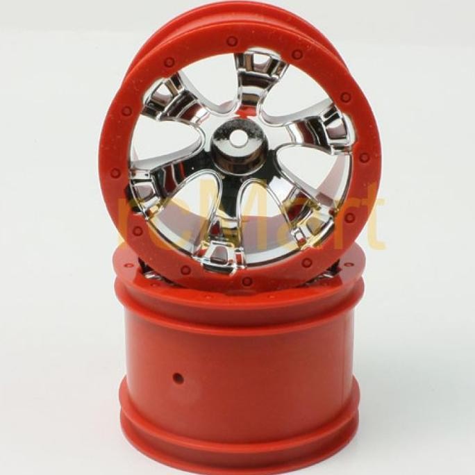 Velg Original Traxxas Summit 1/16 Beadlock style Red 2.2 Rims Part RC