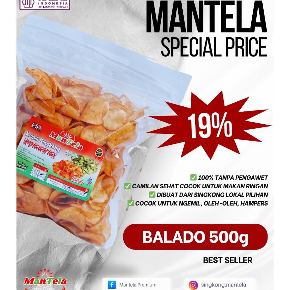 

Keripik Singkong Panggang Mantela G Rasa Balado