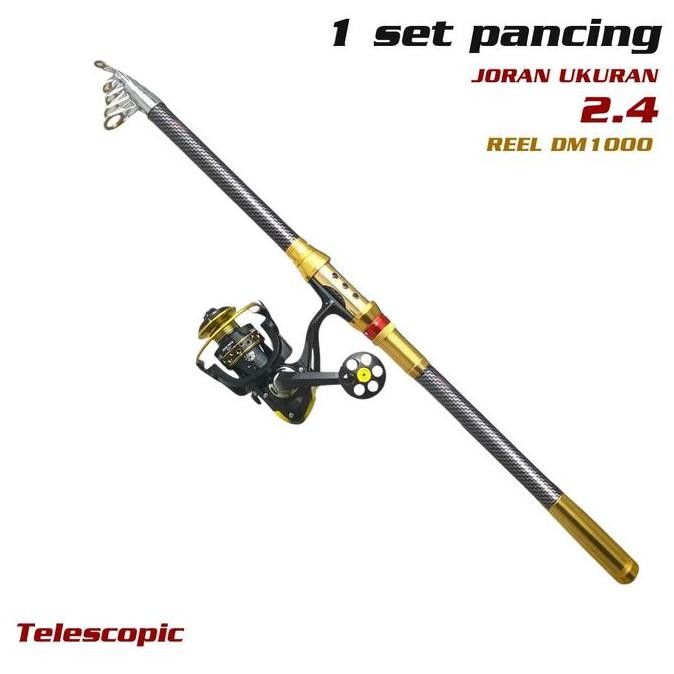 Promo 1 Set Joran Pancing Portable High Carbon Joran Laut Telescopic Antena Tongkat Pancing Ikan Lau