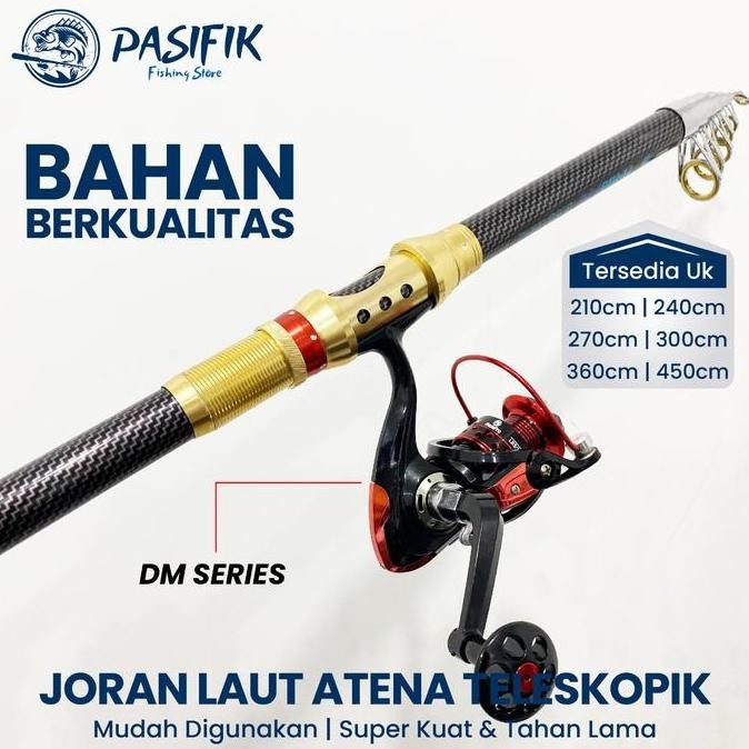 One Set Paket Joran Pancing Laut Antena Portable High Carbon Joran Laut Teleskopik dengan Reel Panci