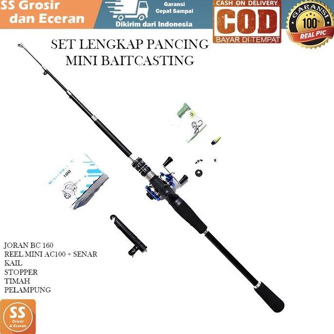 1 Set Alat Pancing Mini Trolling Baitcasting 8-16 Lbs