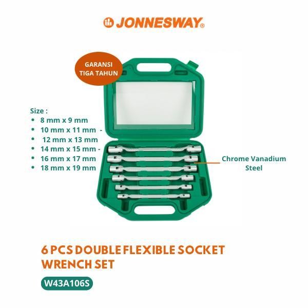 6 PCS DOUBLE FLEXIBLE SOCKET WRENCH SET JONNESWAY W43A106S
