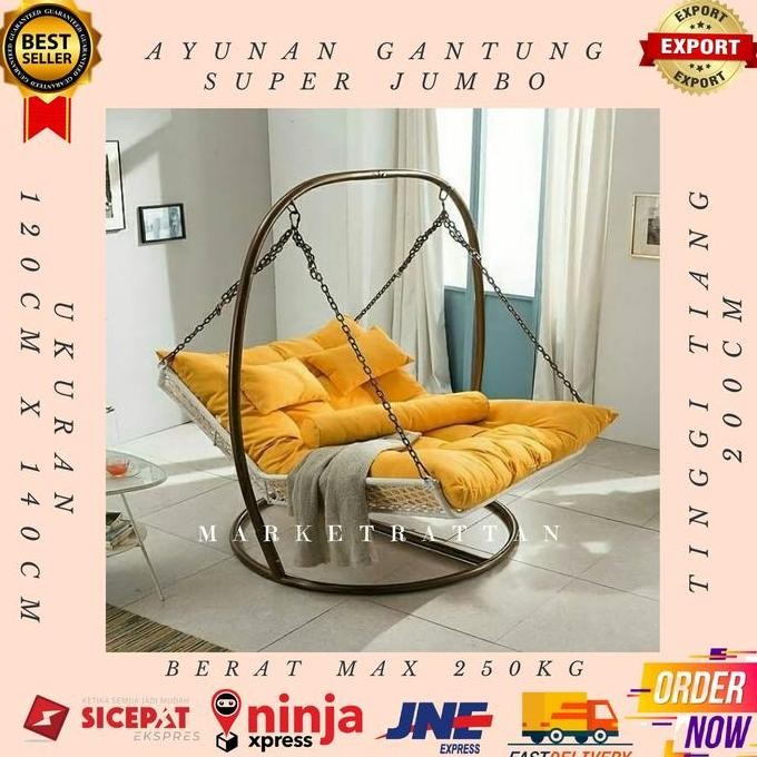 HOT SALE Kursi Ayunan Gantung Rotan Sintetis Besi Jumbo Anak Anak Dewasa Taman