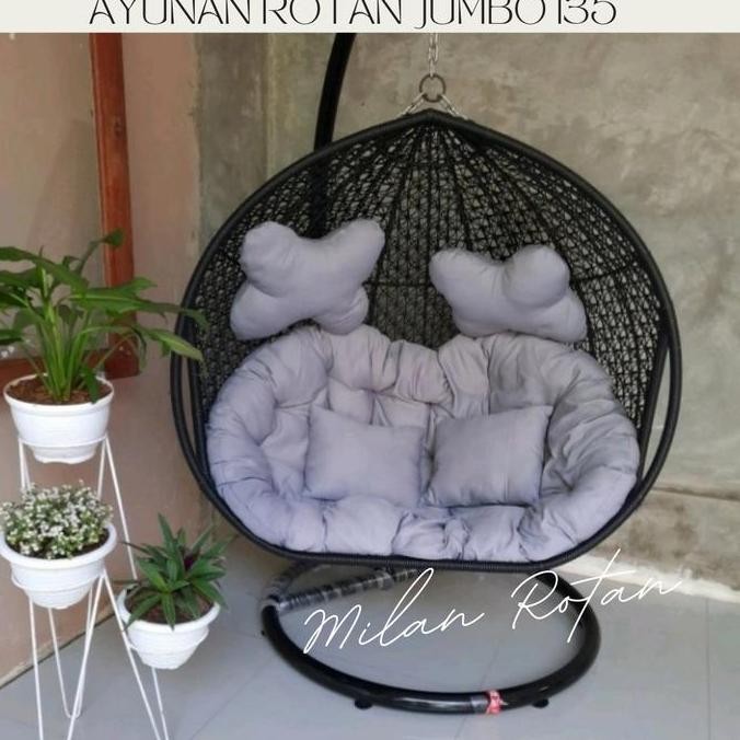 PROMO ayunan rotan sintetis semi jumbo diameter 130 bonus piring rotan