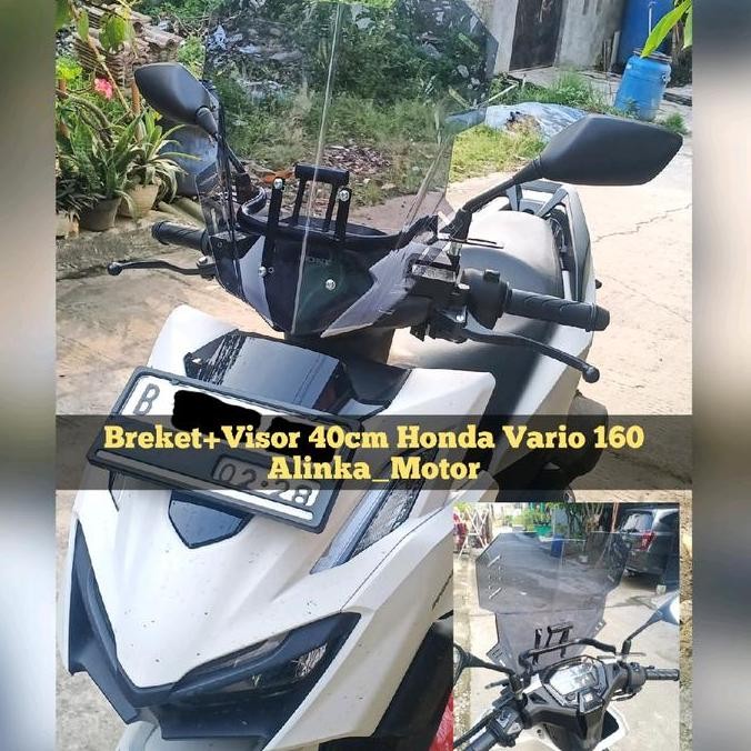 Promo PAKET Breket+Visor 40cm V1 Honda New Vario 160 Windshield Visor custom Visor Vario Variasi Var