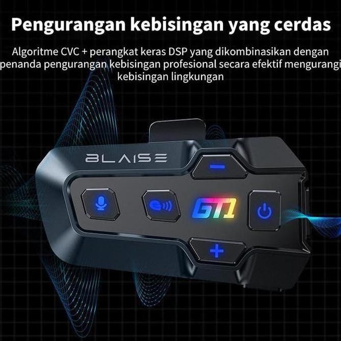 New Blaise Gt1 Intercom Helm Waterproof Musik Sharing Interkom Mic Helm Intercom 2 Orang Bluetooth H